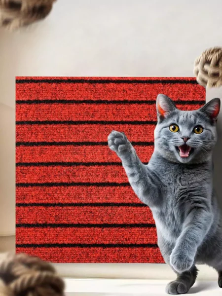 Самоклеюча кігтеточка дряпка для котів 30x30 см червона рифлена